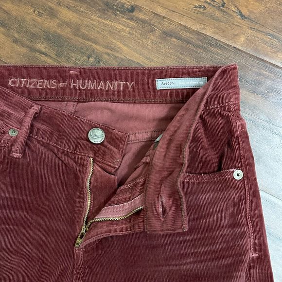 CITIZENS OF HUMANITY Avedon Low Rise Skinny Red Corduroy Jeans in Maroon - Picture 6 of 14